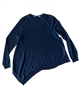 Thakoon Wool Silk Asymmetric Sweater Large Black Pullover Thin Knit Panels